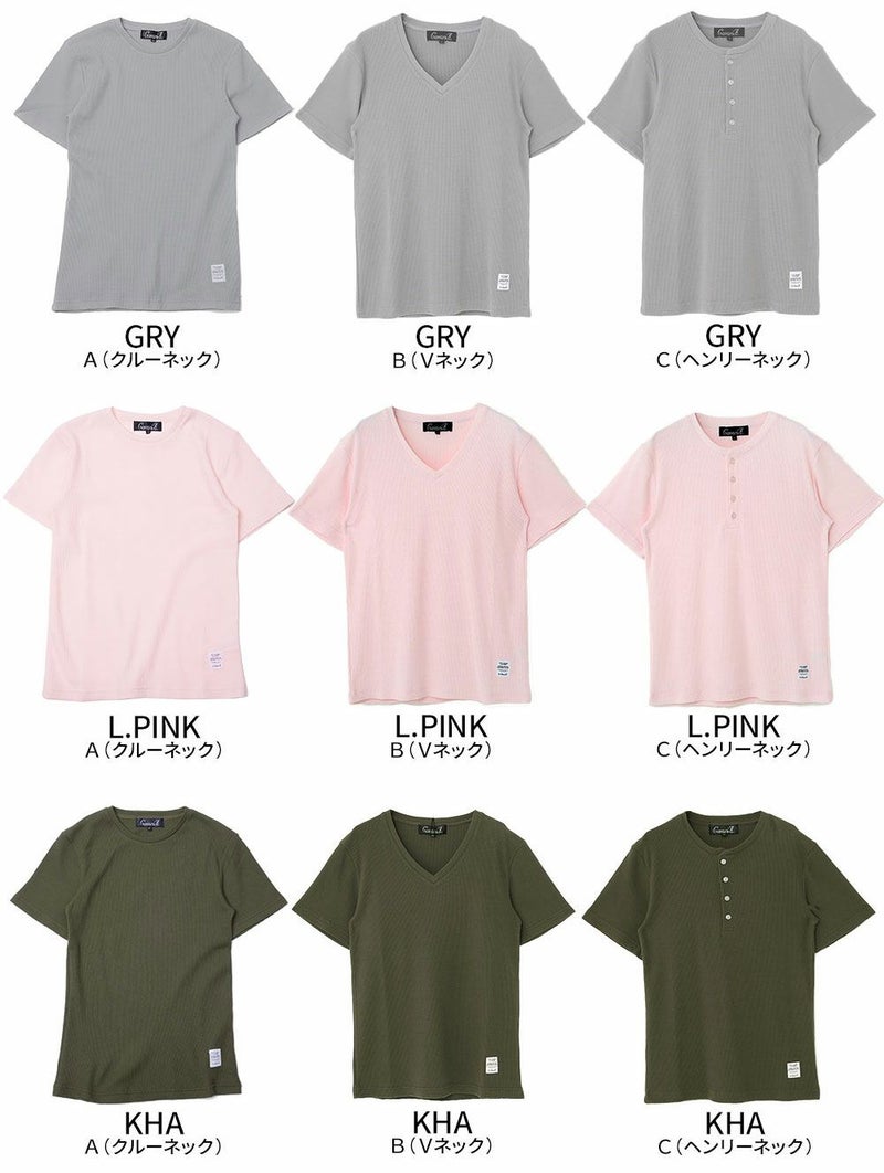 CavariA(キャバリア)3タイプからネックが選べるサーマル半袖Tシャツ/全6色