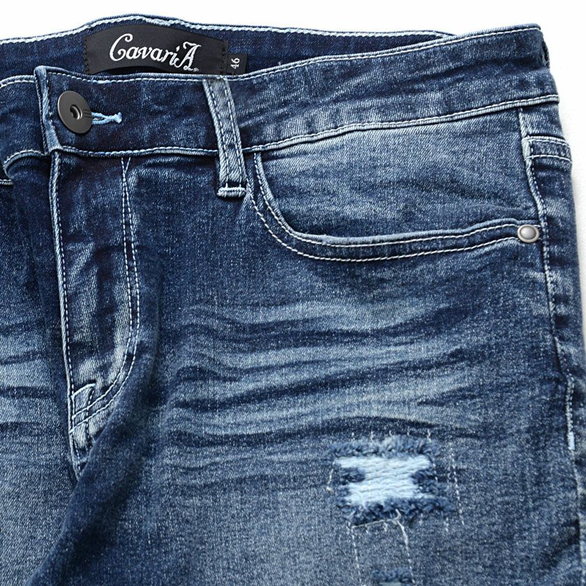 デニムパンツ メンズ CavariA(キャバリア)リペア加工