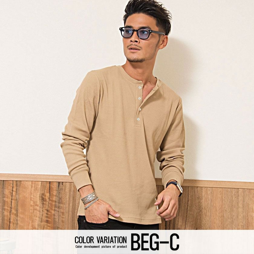 CavariA(キャバリア)3タイプからネックが選べるサーマル無地長袖T