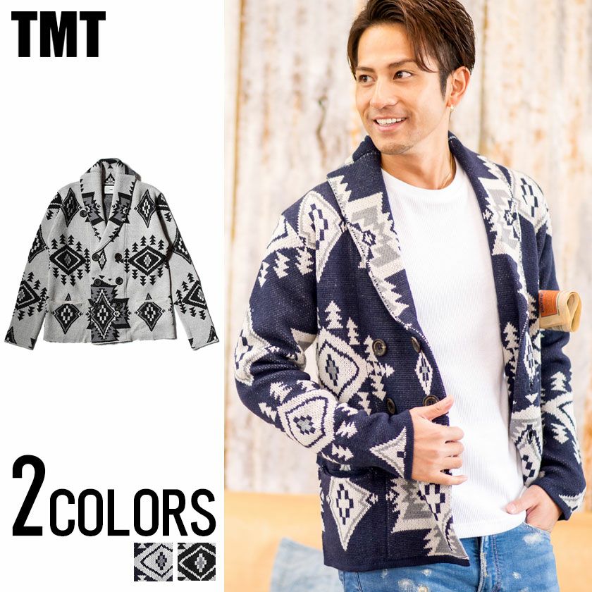 カーディガン メンズ TMT(ティーエムティー)NATIVE JACQUARD KNIT W