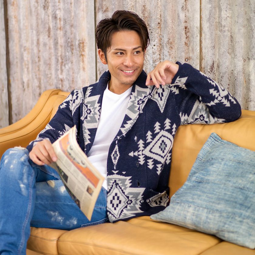 カーディガン メンズ TMT(ティーエムティー)NATIVE JACQUARD KNIT W