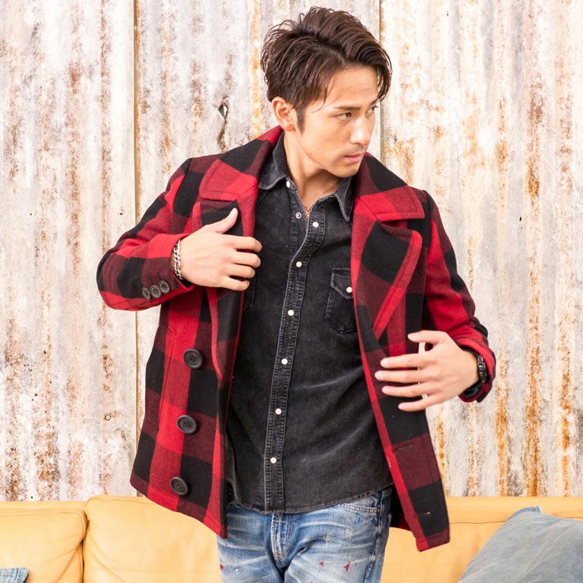 コート メンズ TMT(ティーエムティー)BUFFALO CHECK PEA COAT/全2色