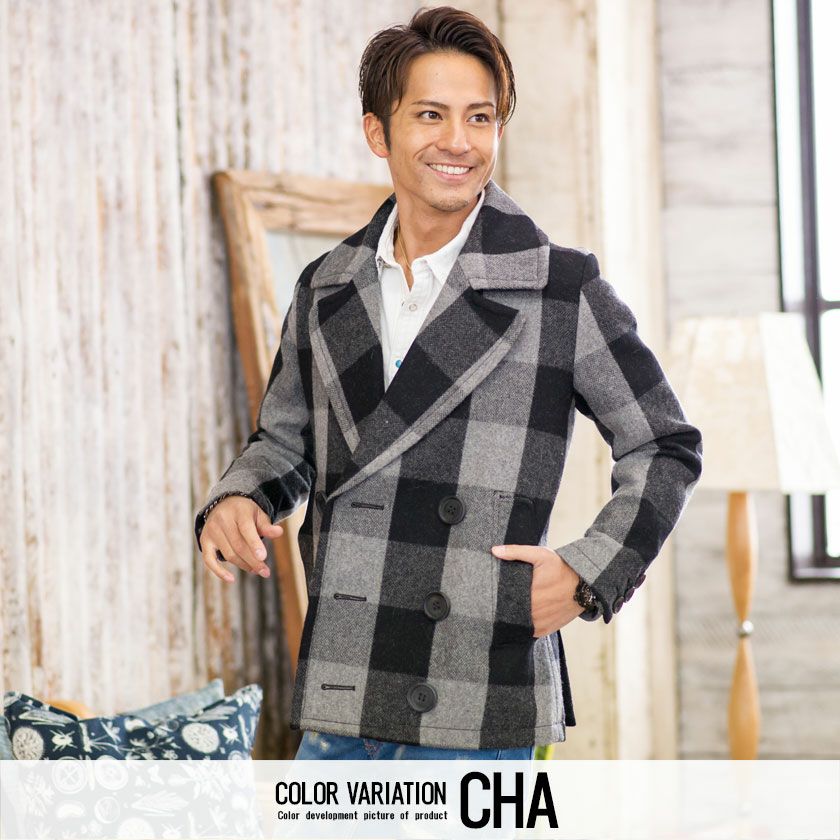 コート メンズ TMT(ティーエムティー)BUFFALO CHECK PEA COAT/全2色