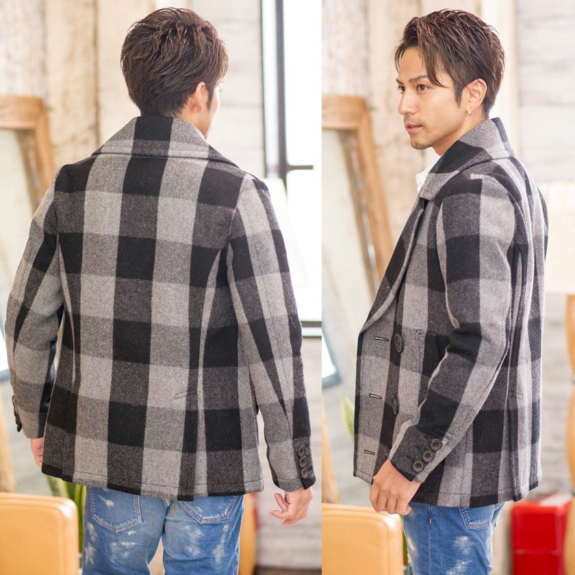 コート メンズ TMT(ティーエムティー)BUFFALO CHECK PEA COAT/全2色