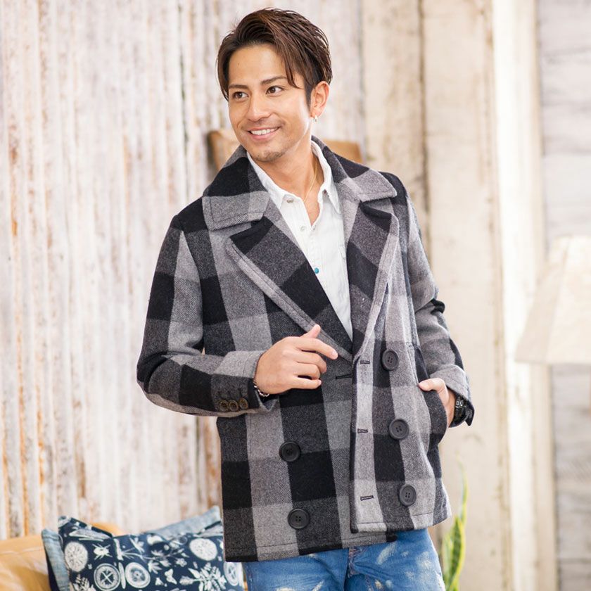 コート メンズ TMT(ティーエムティー)BUFFALO CHECK PEA COAT/全2色