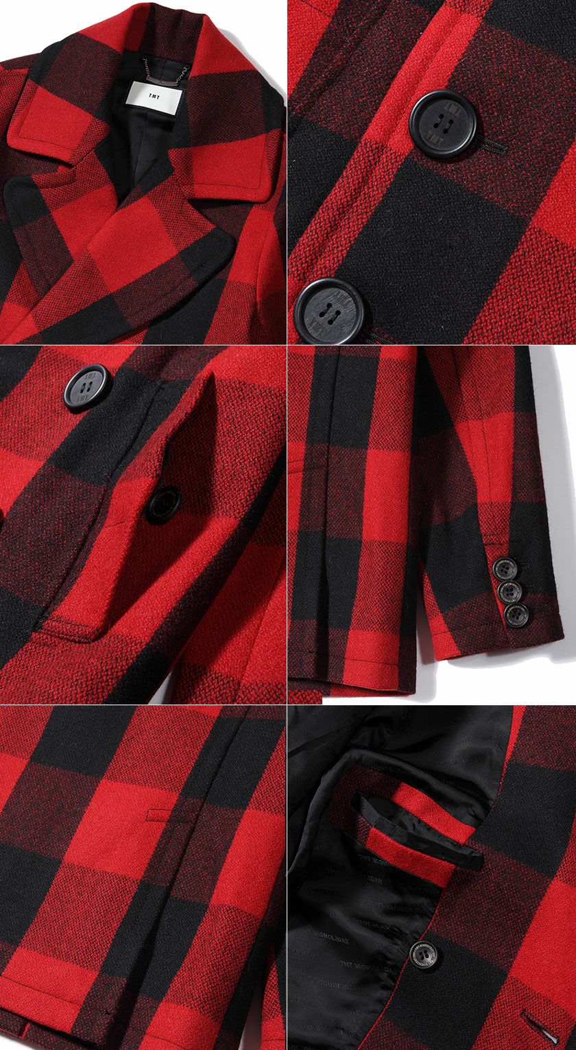 コート メンズ TMT(ティーエムティー)BUFFALO CHECK PEA COAT/全2色