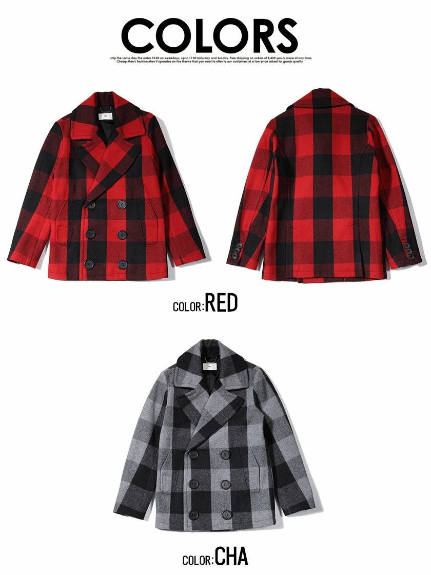 コート メンズ TMT(ティーエムティー)BUFFALO CHECK PEA COAT/全2色