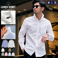 CavariA(キャバリア)ホリゾンタルカラー綿麻長袖シャツ/全11色