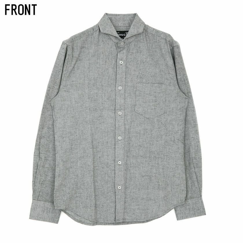CavariA(キャバリア)コットンリネンホリゾンタルカラー長袖シャツ/全10色
