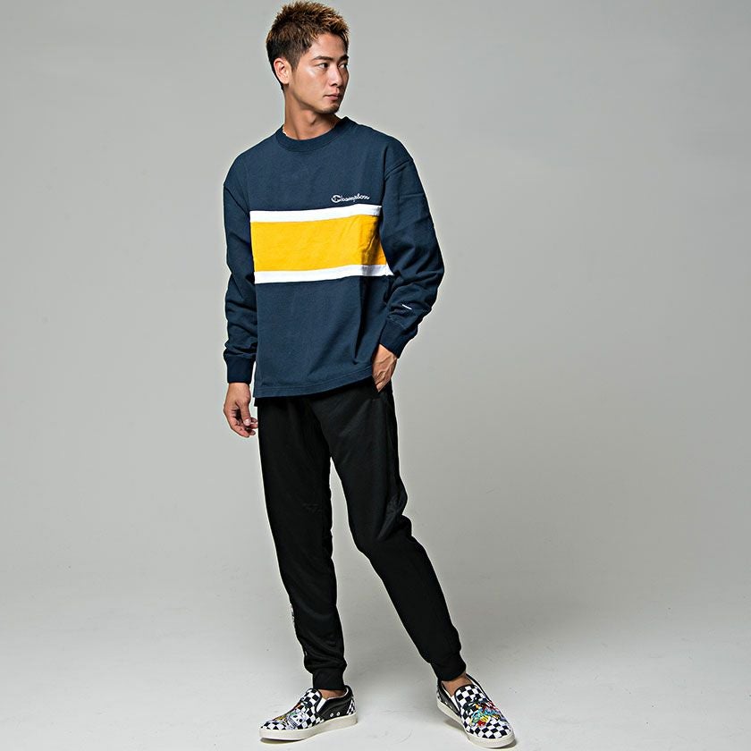 長袖Tシャツ メンズ Champion(チャンピオン)切替デザインロング