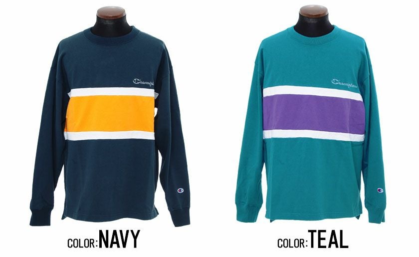 長袖Tシャツ メンズ Champion(チャンピオン)切替デザインロング