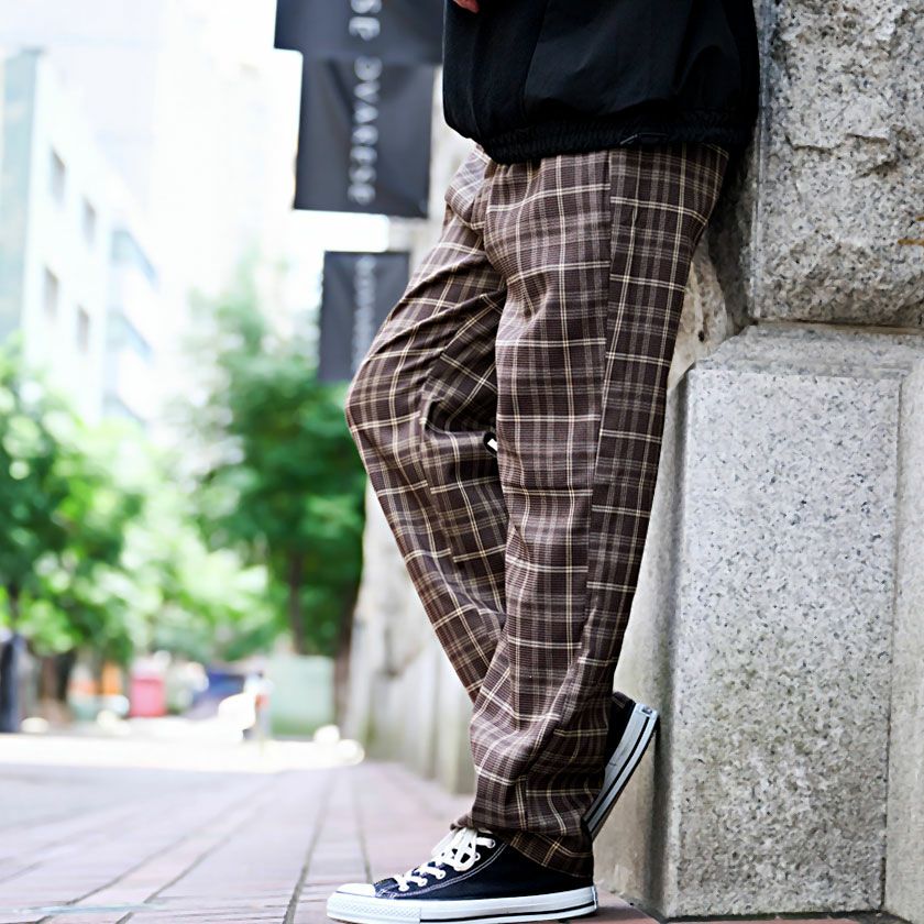 ワイドパンツ メンズ VICCI(ビッチ)チェック柄TRワイドパンツ/全5色 ワイドパンツ メンズ VICCI(ビッチ)チェック柄TRワイドパンツ/全5色