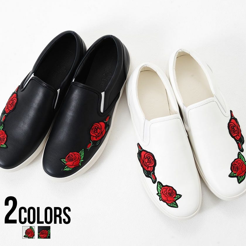 Bitter select(ビターセレクト)バラワッペン貼付けフェイクレザースリッポン/全2色