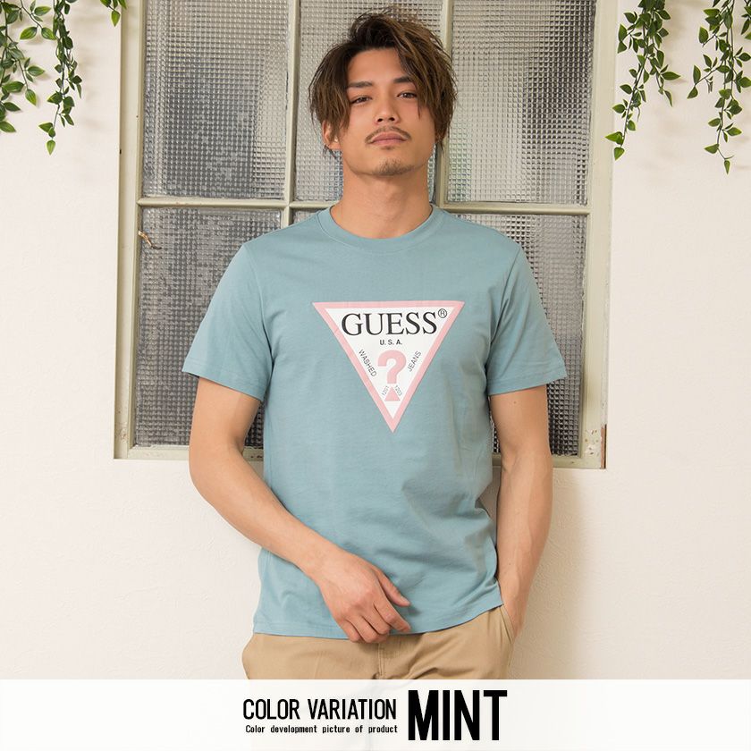 半袖Tシャツ メンズ GUESS(ゲス)カラートライアングルロゴTシャツ/全5色