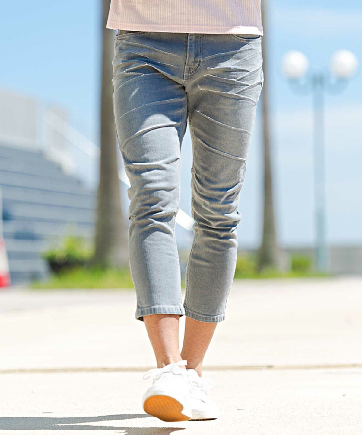 CavariA(キャバリア)膝タッククロップドデニムパンツ/全4色