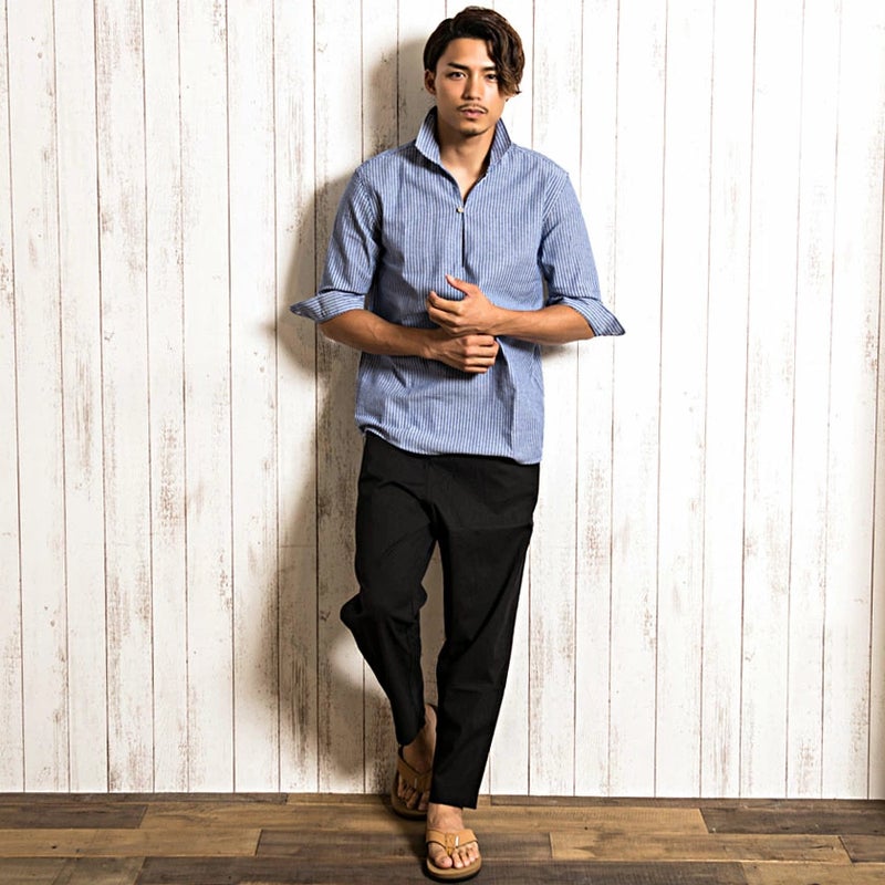 CavariA(キャバリア)パナマ織り7分袖カプリシャツ/全4色