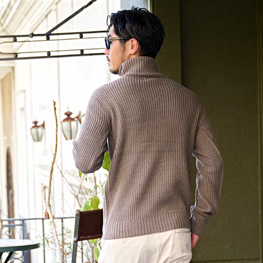 ニット メンズ VICCI(ビッチ)畦編みタートル長袖ニットソー/全9色