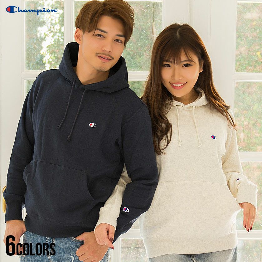パーカー メンズ Champion(チャンピオン)フロントロゴ刺繍フリースプル