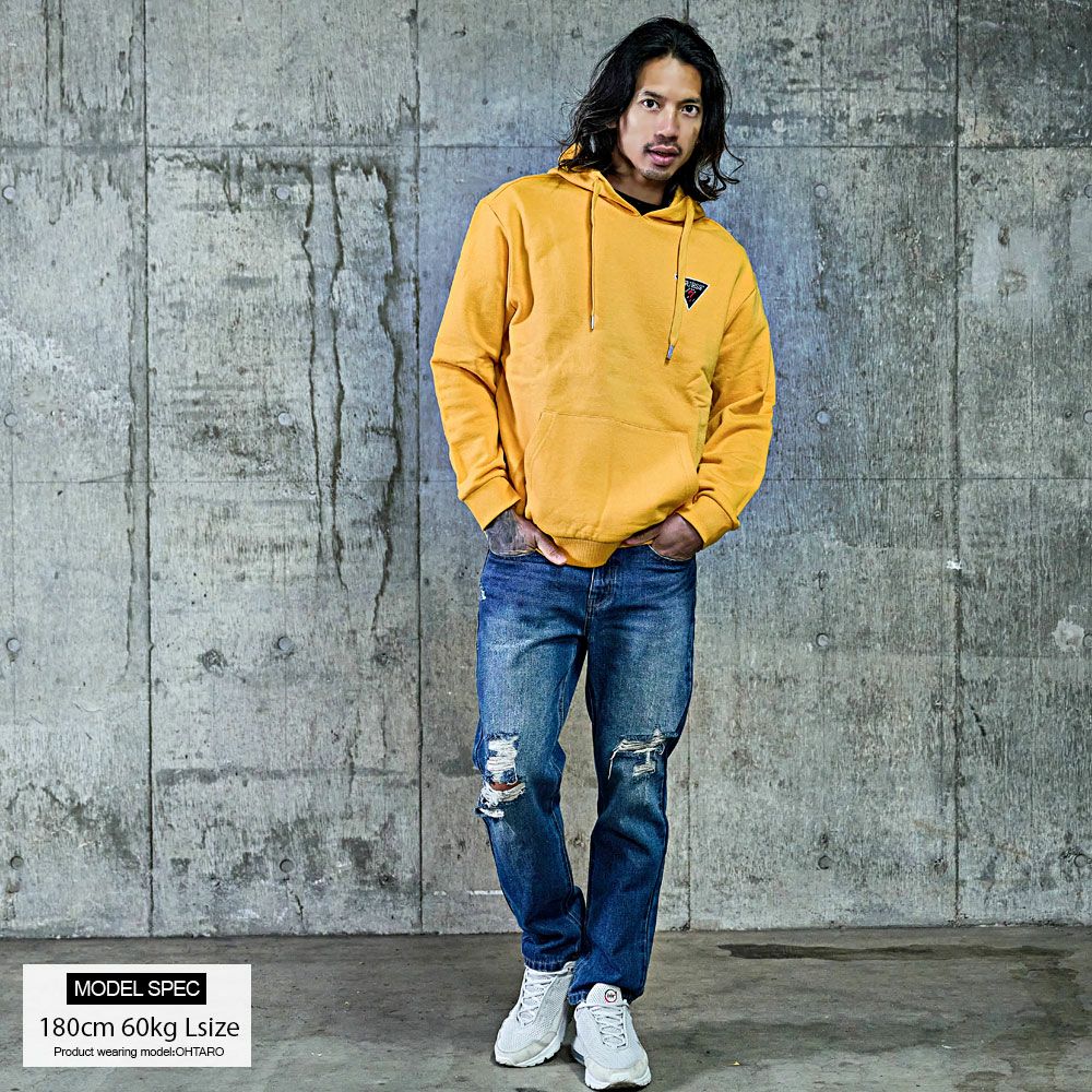 GUESS(ゲス)デザインロゴ刺繍プルオーバーパーカー/全1色
