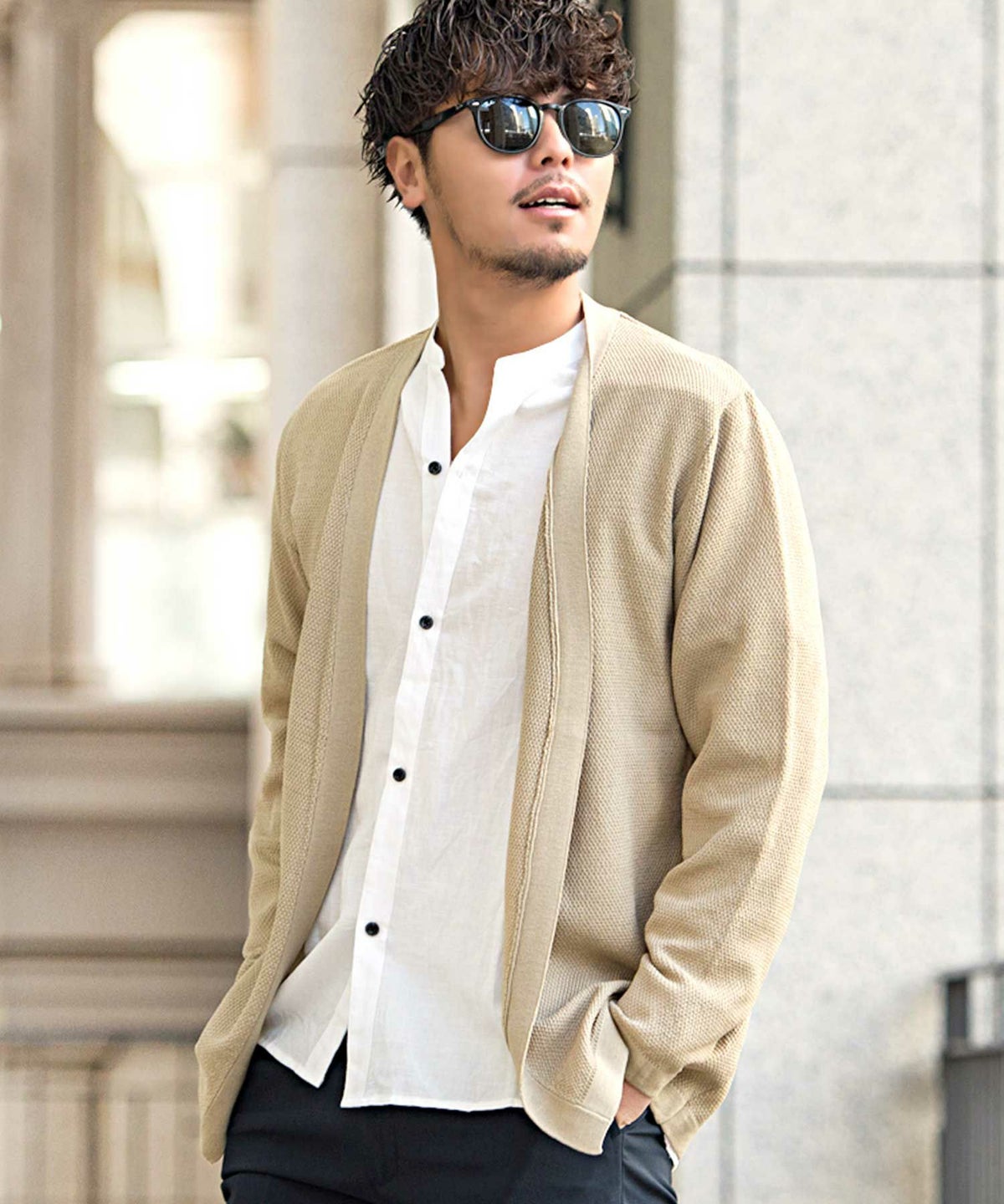 CavariA(キャバリア)12G鹿の子編みボタンレス長袖カーディガン/全8色