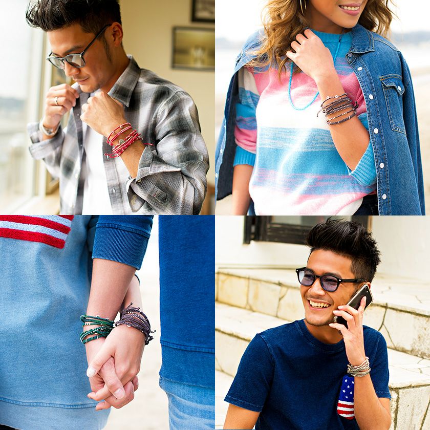 ブレスレット メンズ wakami(ワカミ)アース7ストランドブレスレット/全4色