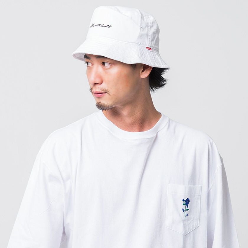 ハット メンズ Healthknit(ヘルスニット)ロゴ刺繍バケットハット/全4色