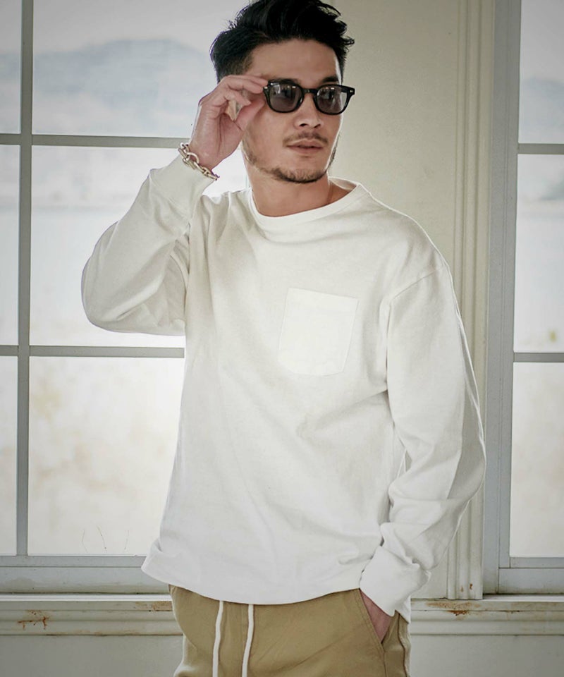  CavariA(キャバリア)USAコットンビッグシルエットクルーネック長袖Tシャツ/全9色