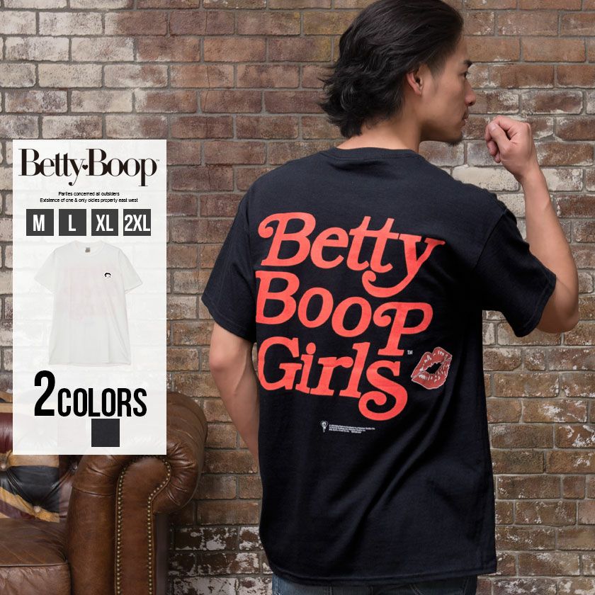 BettyBoop ベティブープ フロントバック総柄Ｔシャツ BETTY BOOP（ベティ ブープ） バイカーズベティー刺繍 半袖Tシャツ