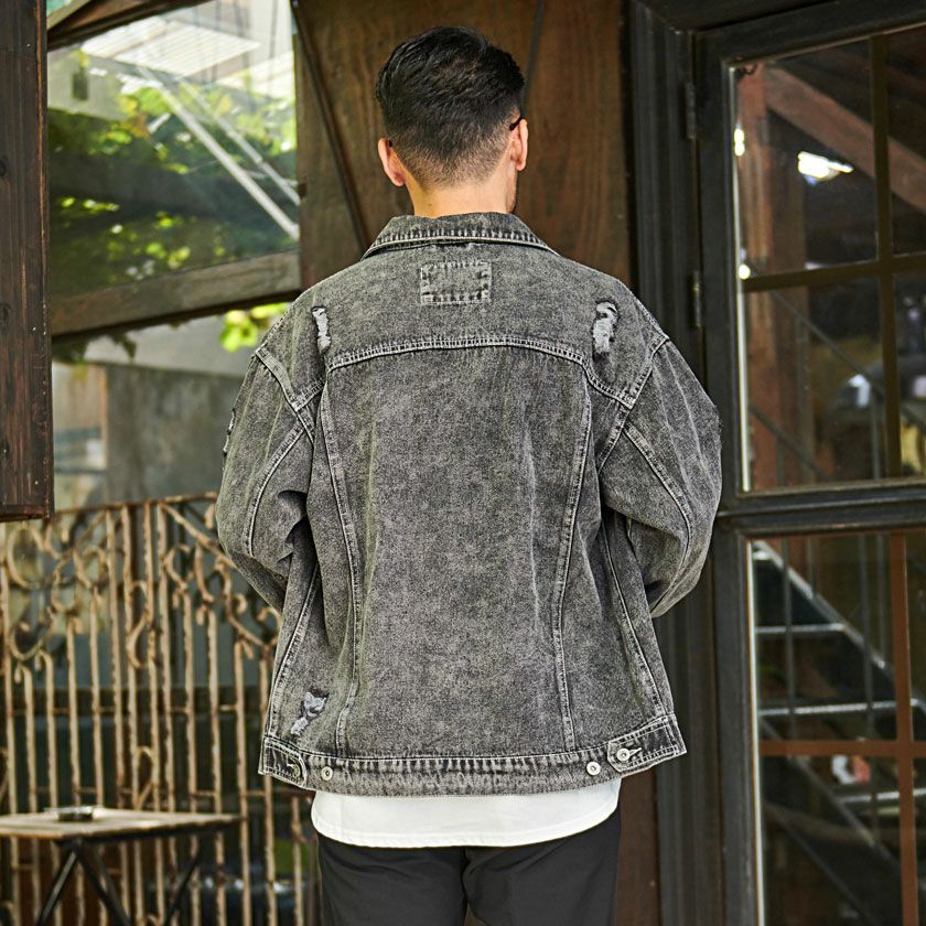 CavariA(キャバリア)ダメージ加工ビッグシルエットデニムジャケット/全3色