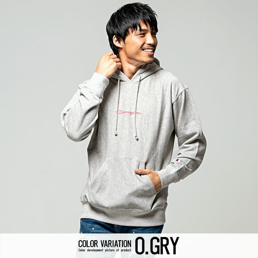 パーカー メンズ Champion(チャンピオン)ロゴ刺繍入りプルオーバー