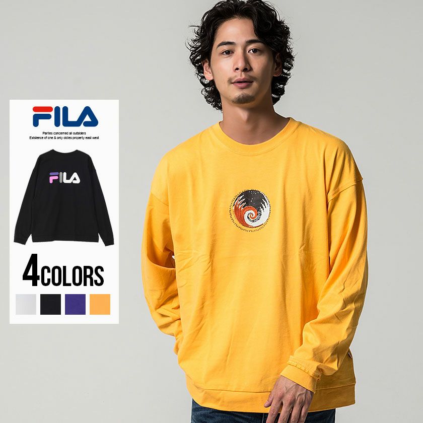 長袖Tシャツ メンズ FILA(フィラ)刺繍×デザインプリント長袖リブT