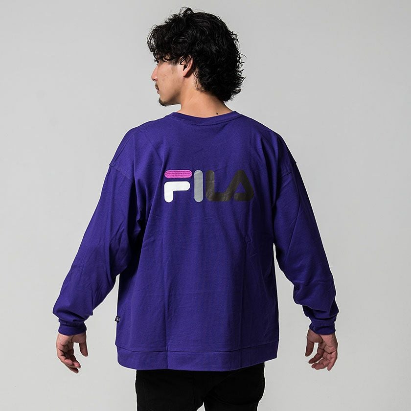 長袖Tシャツ メンズ FILA(フィラ)刺繍×デザインプリント長袖リブT