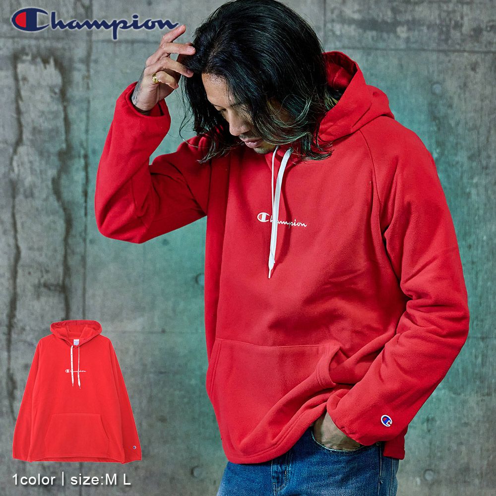 パーカー メンズ Champion(チャンピオン)フロントロゴ刺繍フリースプル