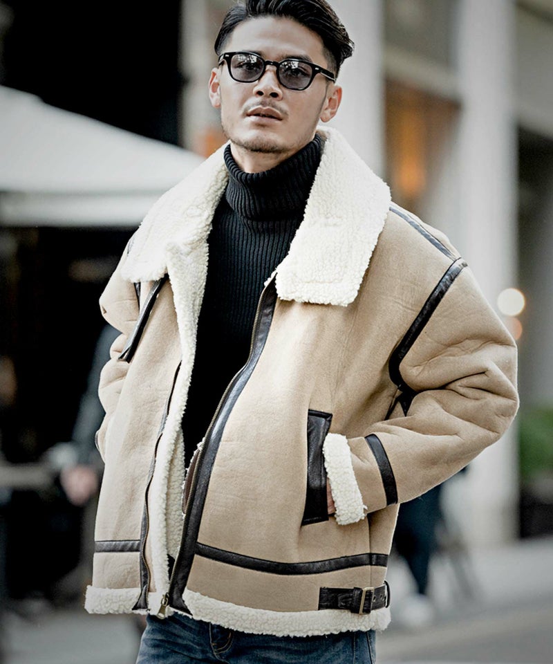 CavariA(キャバリア)フェイクムートン裏ボアジップアップジャケット/全4色