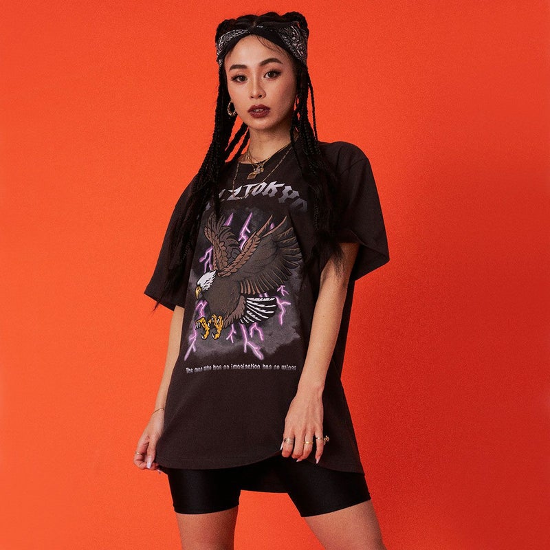 RAZZIS(ラズ)コンドルロゴプリントクルーネック半袖Tシャツ/全3色