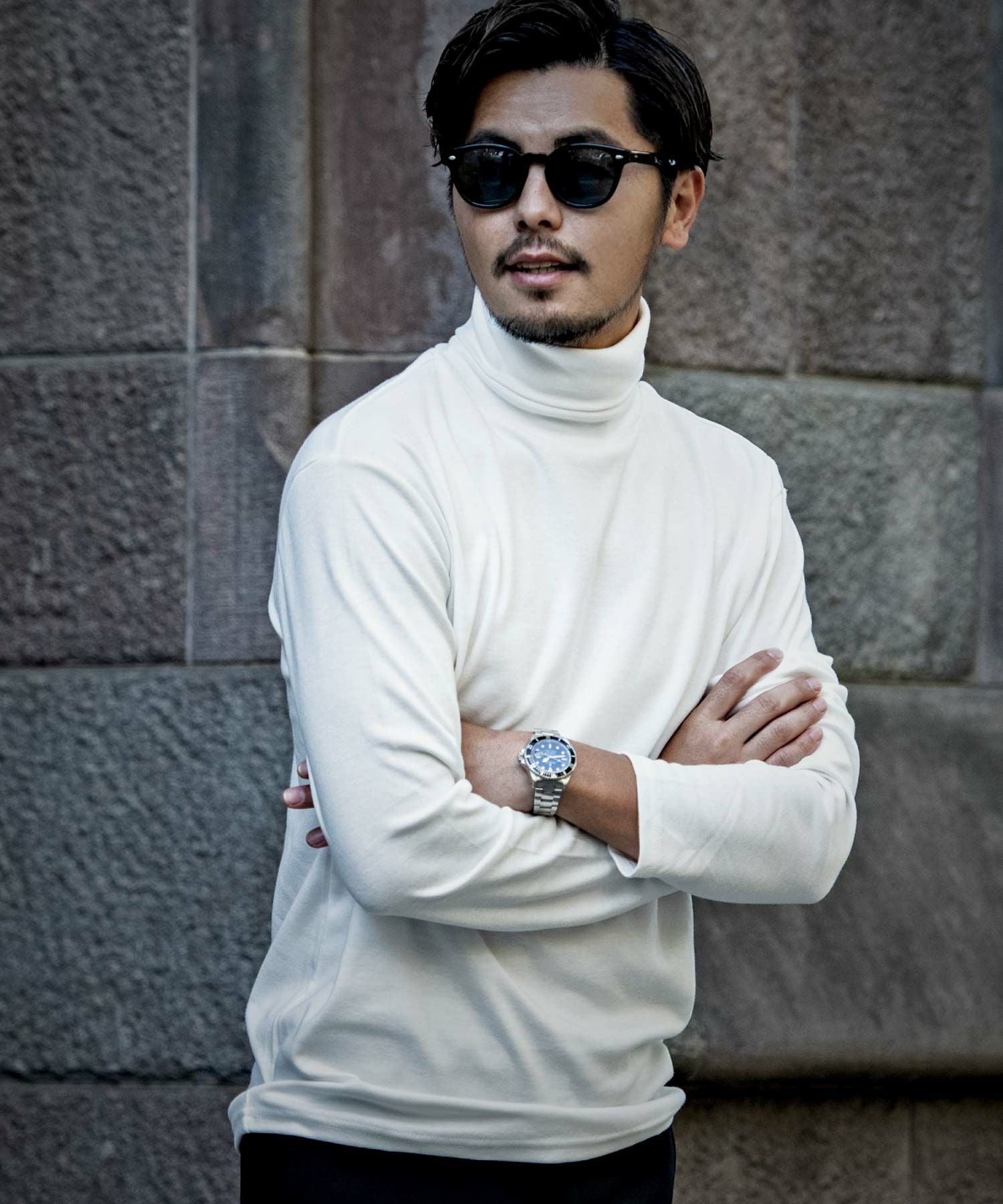 RIER 25aw タートルネック ジャージ mサイズ CavariA（キャバリア） Tシャツ メンズ 長袖 無地 インナー ネックレス