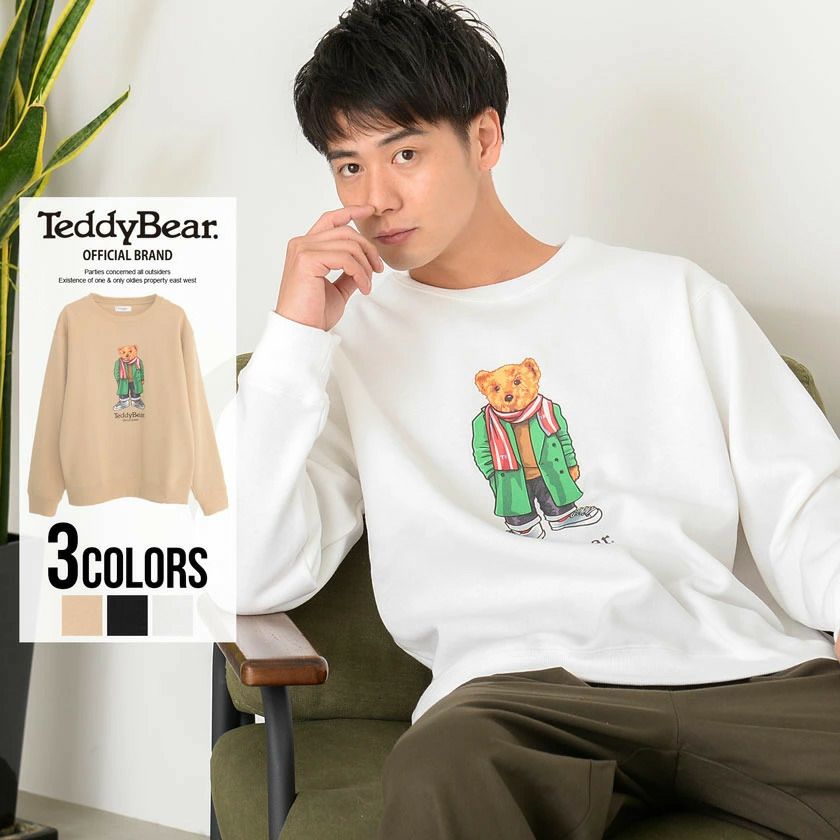 スウェット メンズ TeddyBear(テディベア)ロゴプリントクルーネック