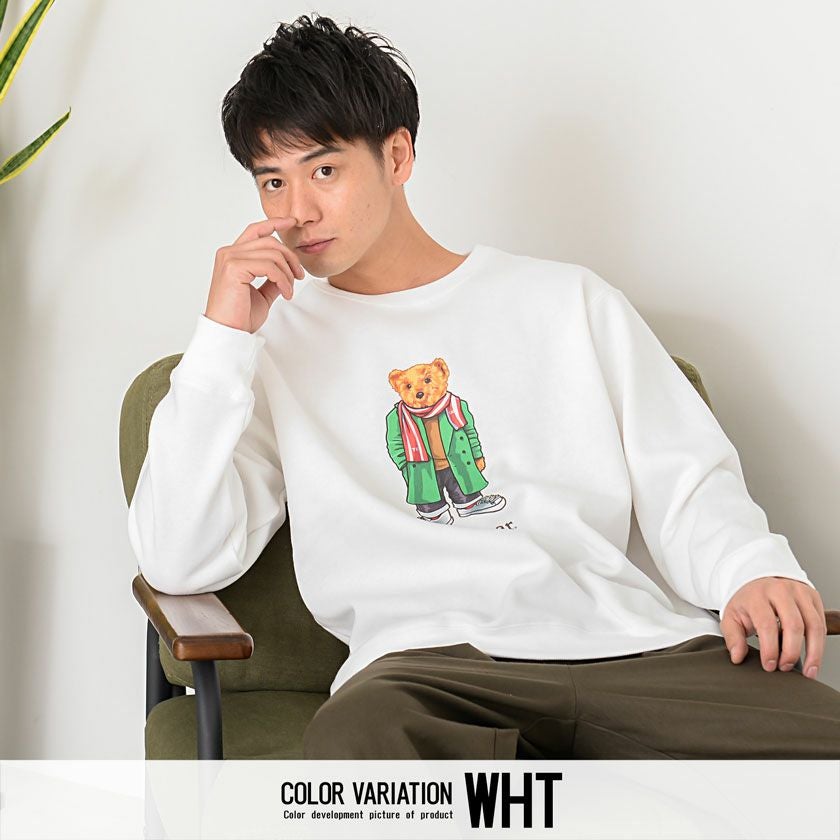 スウェット メンズ TeddyBear(テディベア)ロゴプリントクルーネック