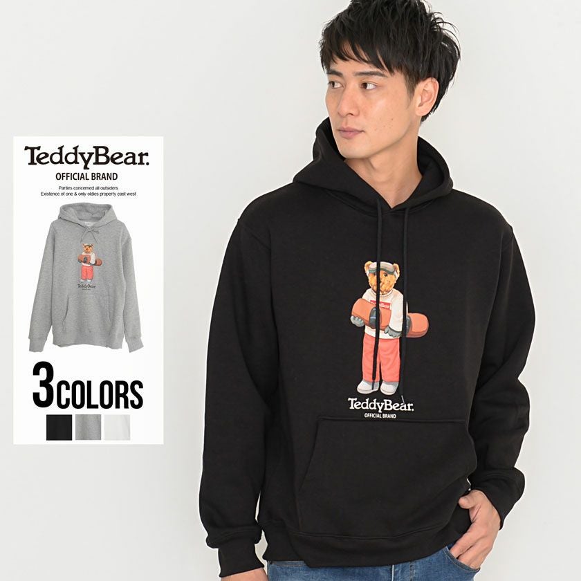 パーカー メンズ TeddyBear(テディベア)ロゴプリント裏起毛プル