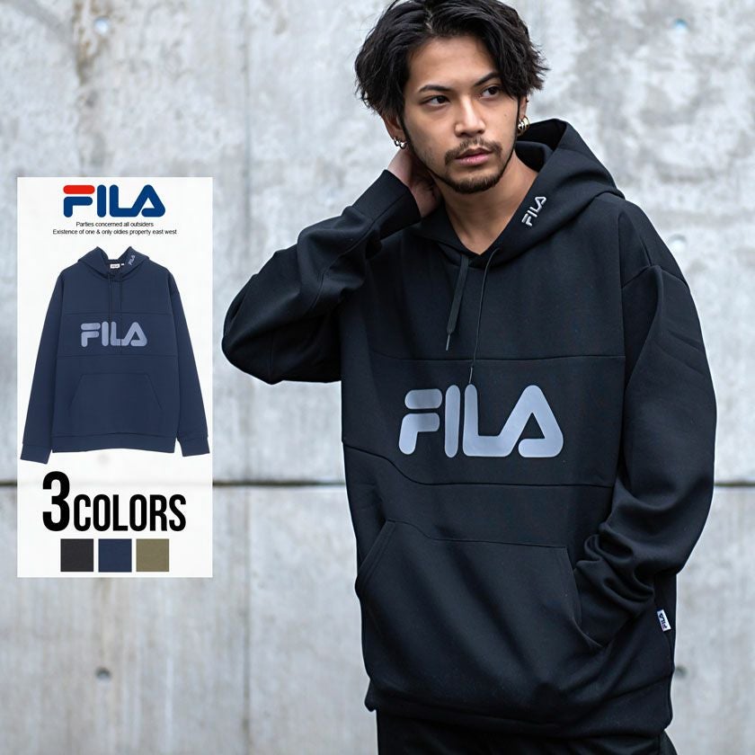 パーカー メンズ FILA(フィラ)ロゴプリントストレッチプルパーカー/全3色