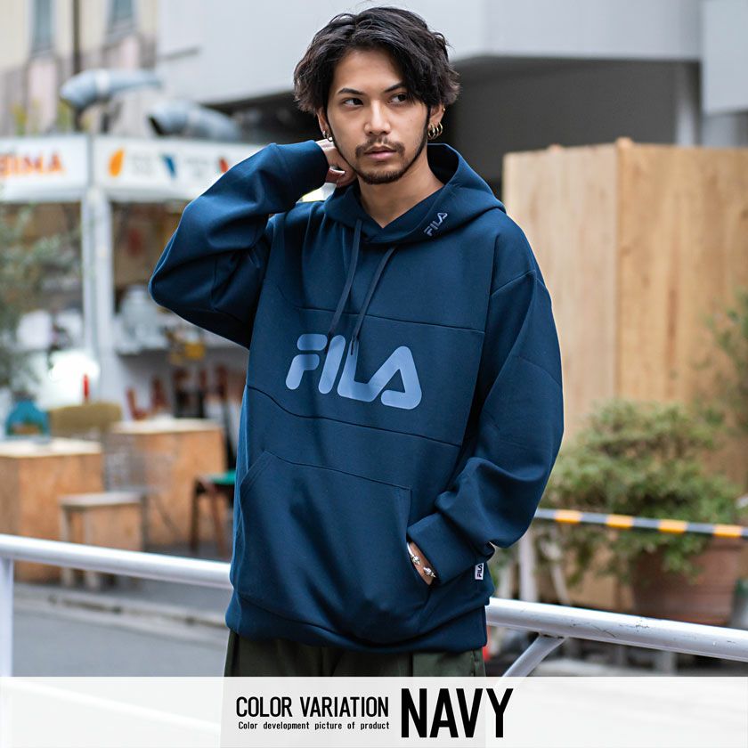 パーカー メンズ FILA(フィラ)ロゴプリントストレッチプルパーカー/全3色