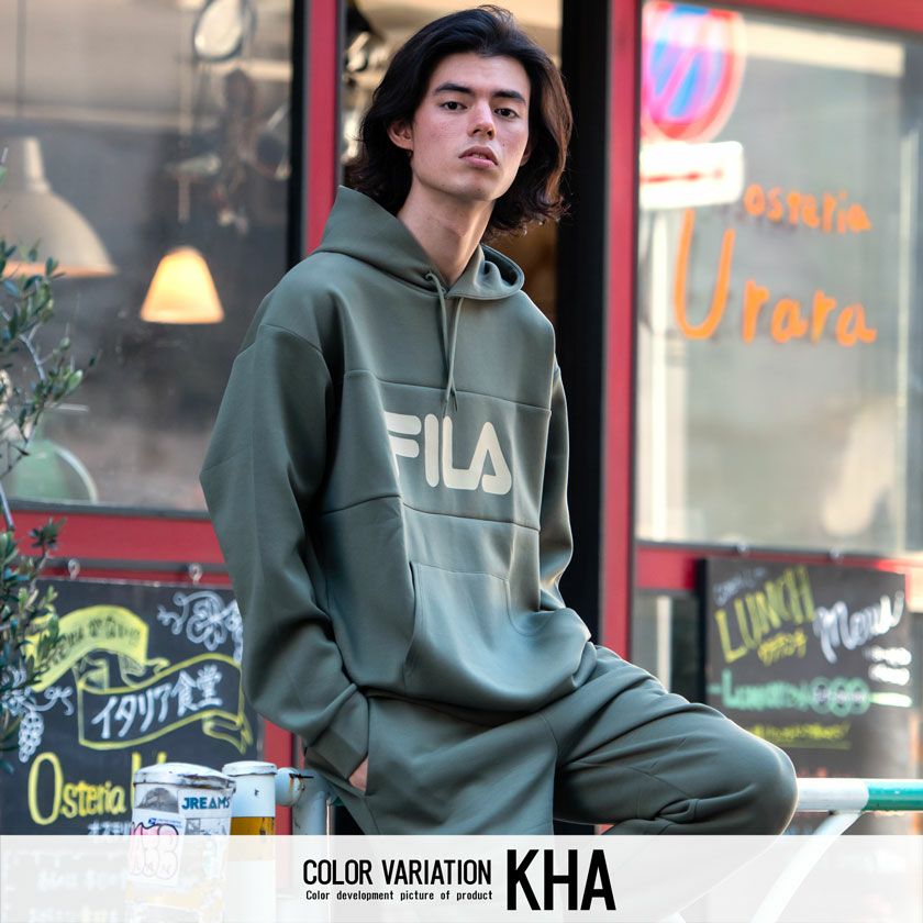 パーカー メンズ FILA(フィラ)ロゴプリントストレッチプルパーカー/全3色