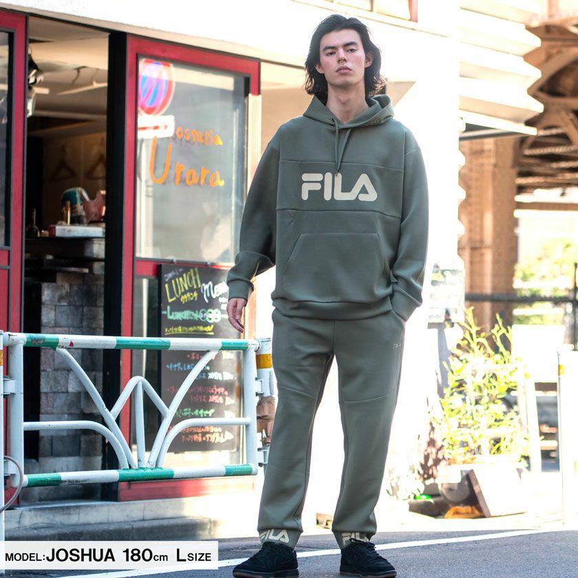 パーカー メンズ FILA(フィラ)ロゴプリントストレッチプルパーカー/全3色