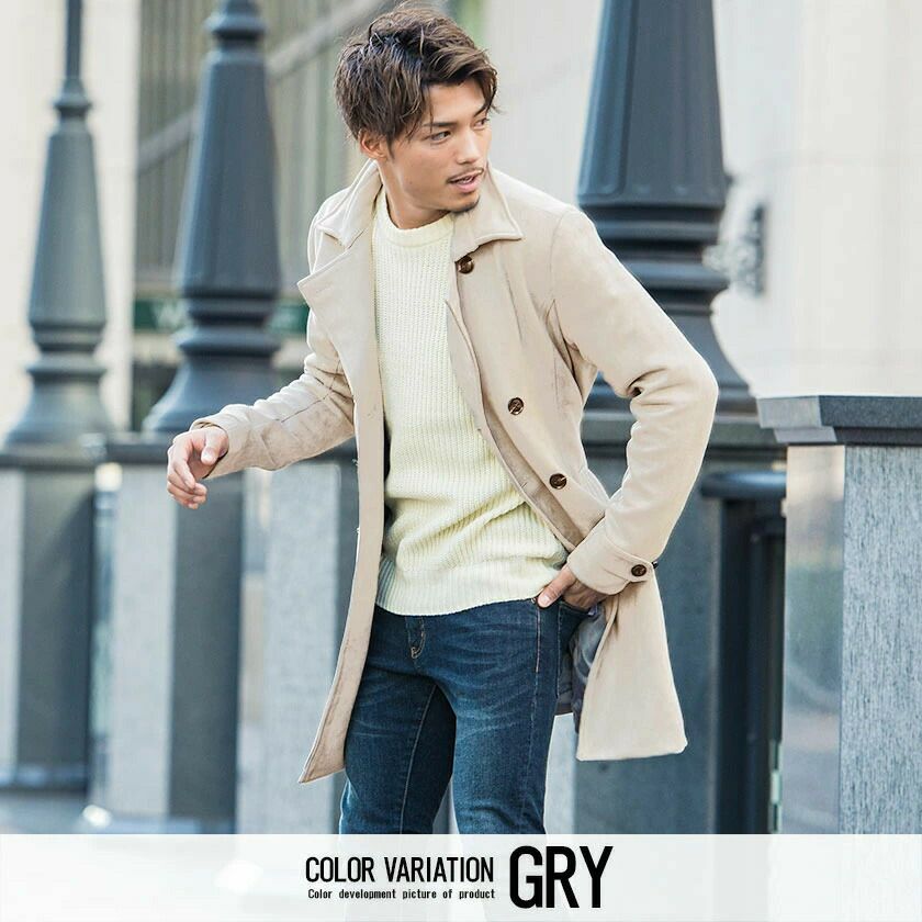 コート メンズ CavariA(キャバリア)フェイクスウェードトレンチコート