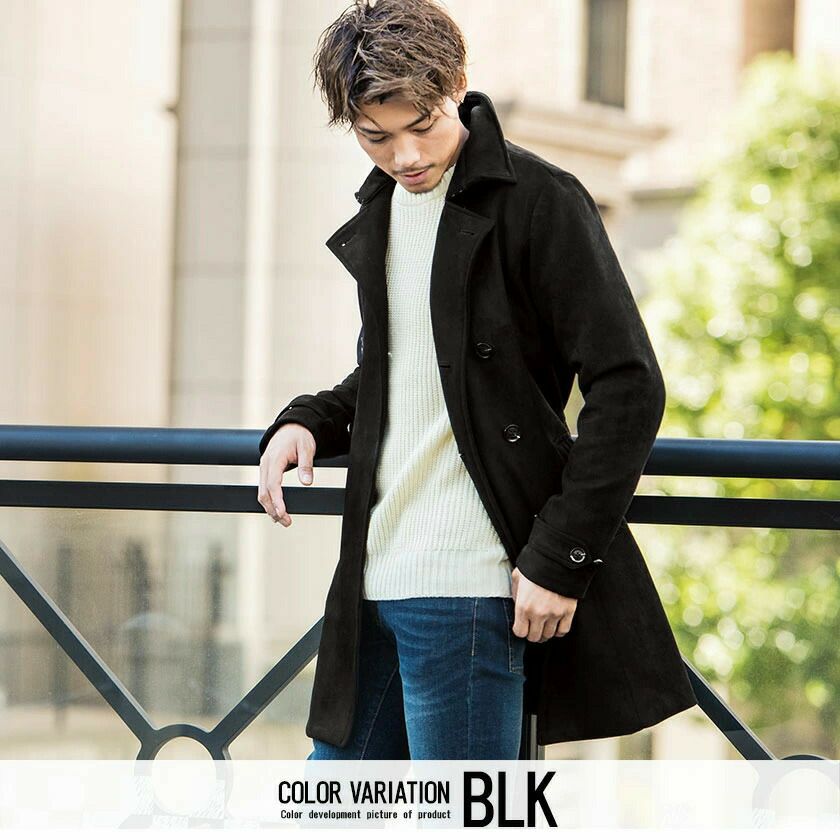 コート メンズ CavariA(キャバリア)フェイクスウェードトレンチコート