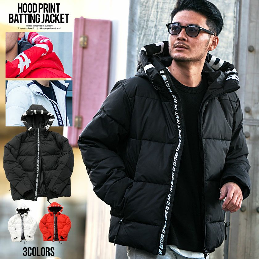 CavariA(キャバリア)フードプリント入り中綿フルジップ長袖ジャケット/全3色