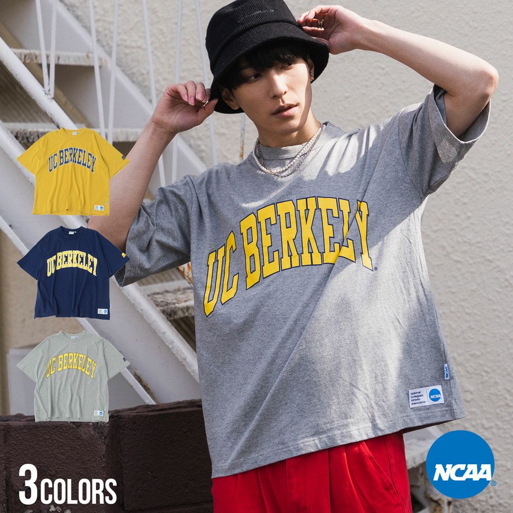 NCAA（エヌシーエーエー)カレッジロゴプリントクルーネック半袖ビッグTシャツ/全3色