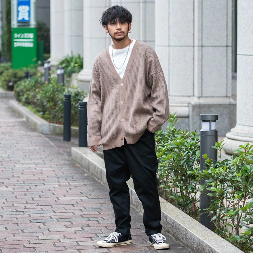 ぶっさん ベージュ ^_^ ロング丈 カジュアル ニットカーディガン M L XL ］ 選べる3丈 シアーニットカーディガン [C3703] - レディース
