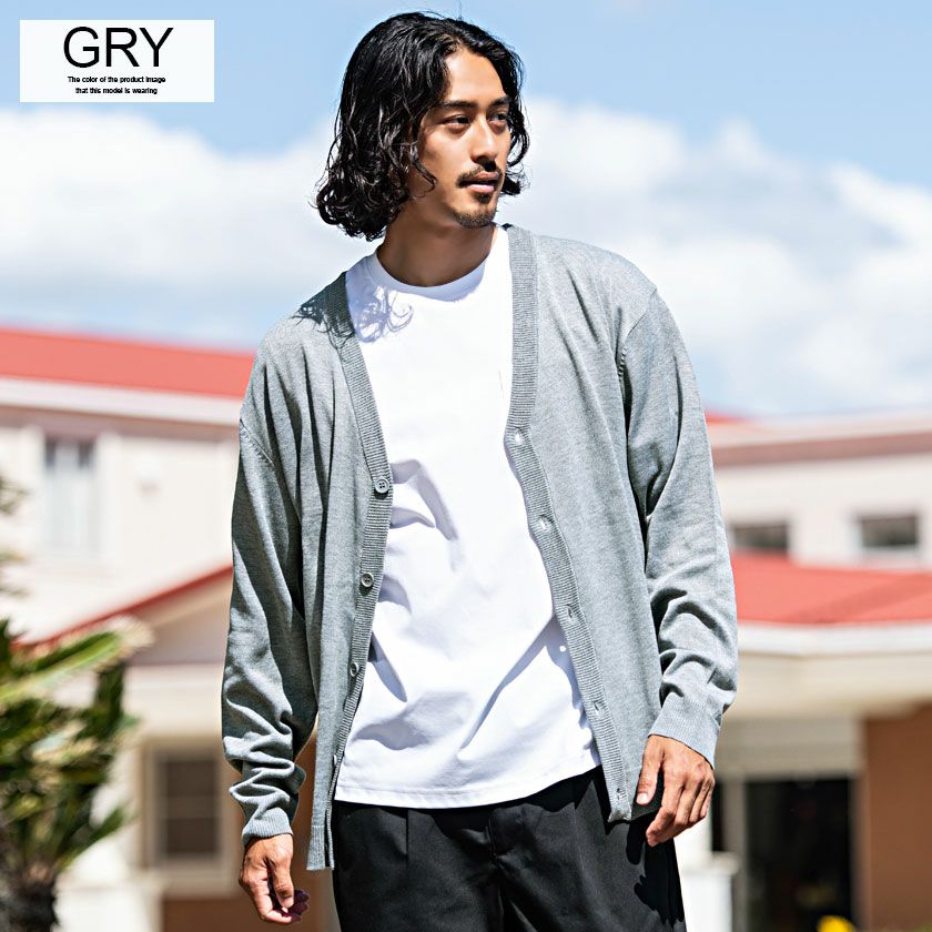 カーディガン メンズ VICCI(ビッチ)セミルーズシルエットボタン