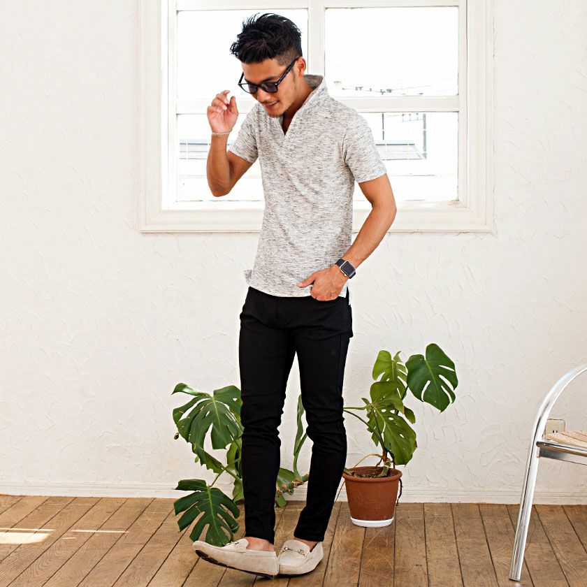 半袖Tシャツ メンズ CavariA(キャバリア)ワイヤー入りランダムテレコ